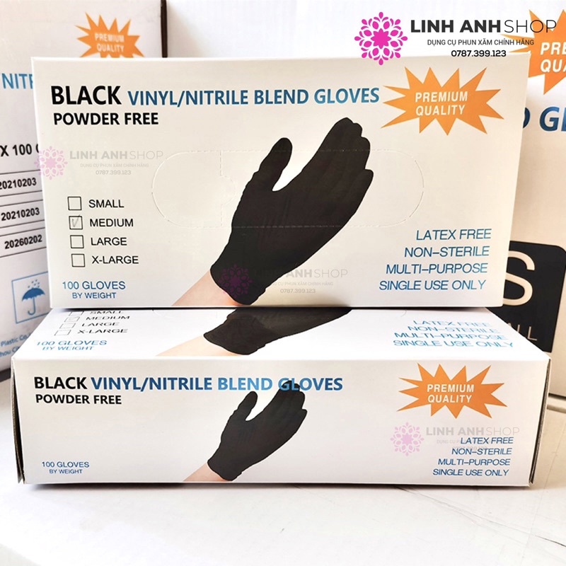 HỘP 100 GĂNG TAY ĐEN NITRILE GLOVES
