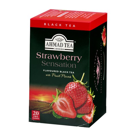 Trà Đen Túi Lọc Ahmad Strawberry Sensation - Trà Ahmad Dâu Tây Hộp Giấy Bao Thiếc 40g