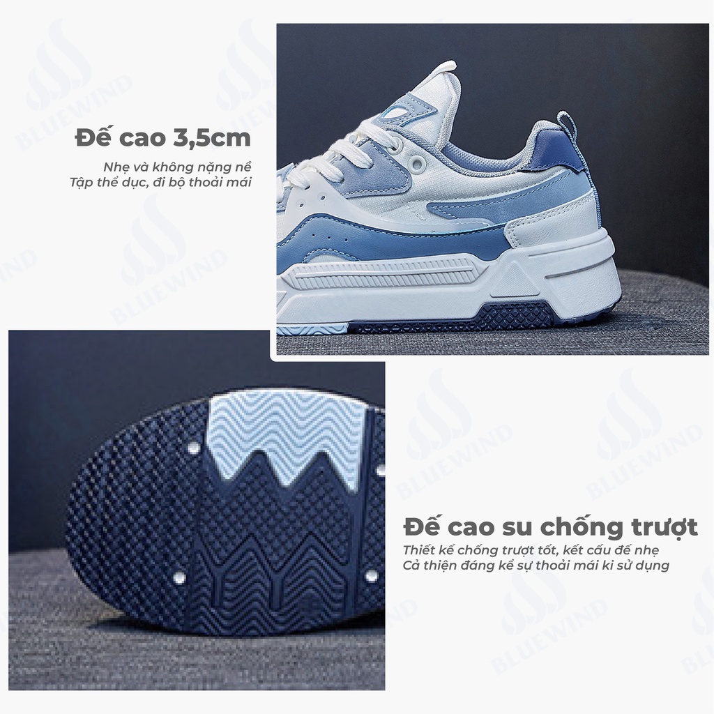 Giày Sneaker Da Mềm Phối Lưới Cao Cấp BLUEWIND 68843