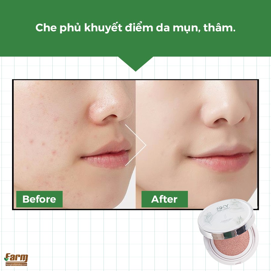 Phấn Hơi Sương Sky Phiên Bản Serum Trà Đen Mới + Tặng Túi Mặt Nạ Hada Labo 7 miếng