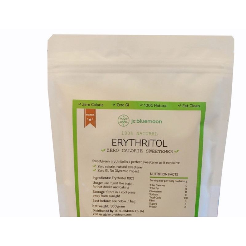 đường Erythritol 500g date mới nhất của JC Bluemoon gói trắng date mới nhất t8/2023