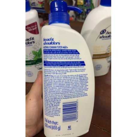 Dầu Gội Head & Shoulders Chai 655g BẠC HÀ/TÁO/CHANH