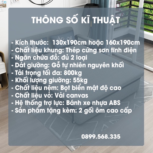 Giường Sofa gấp gọn thành ghế thông minh kích thước 1m3x1m9 – Ghế sofa đa năng nhập khẩu