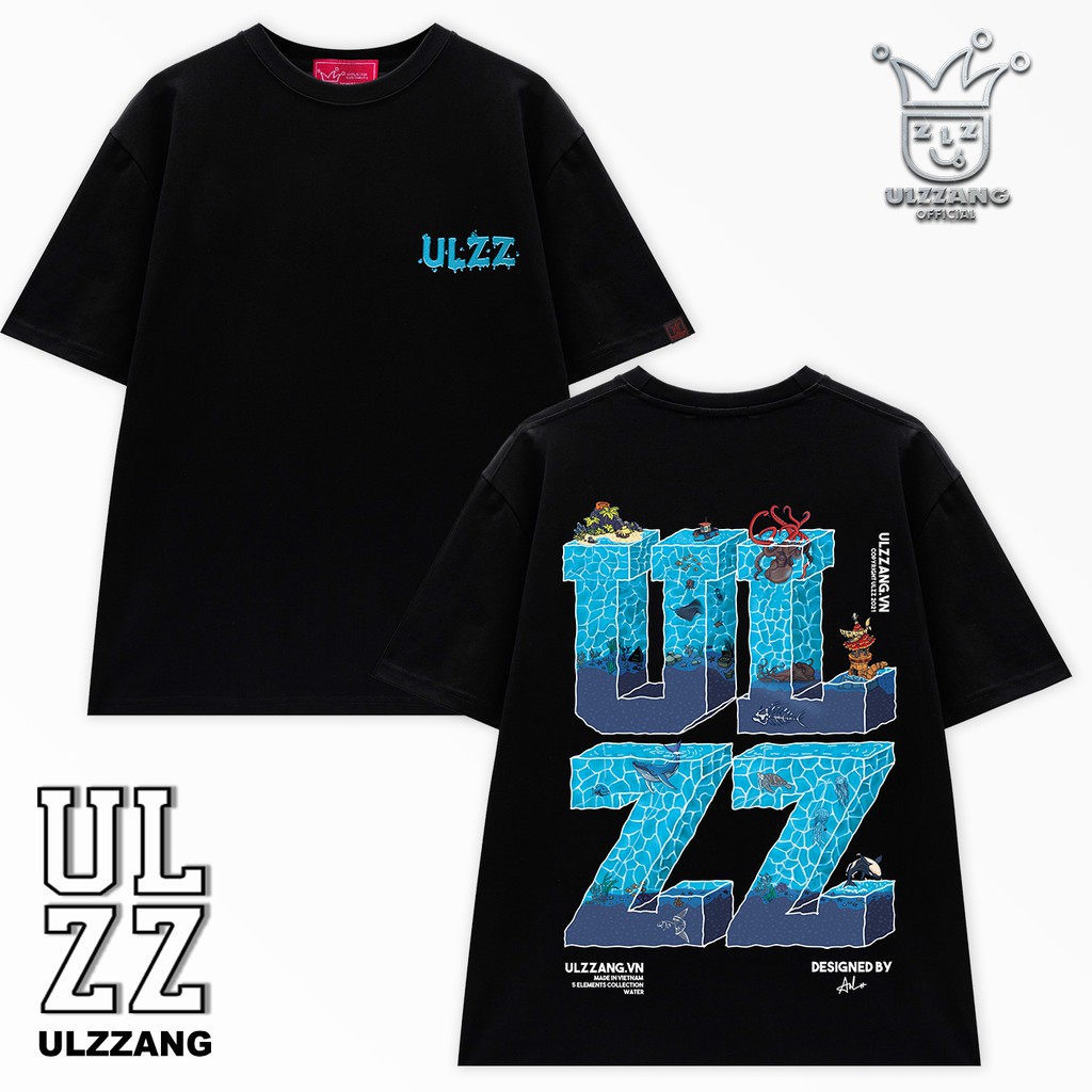 Áo thun unisex local brand ULZZ ulzzang five elements water dáng tay lỡ form rộng U-3