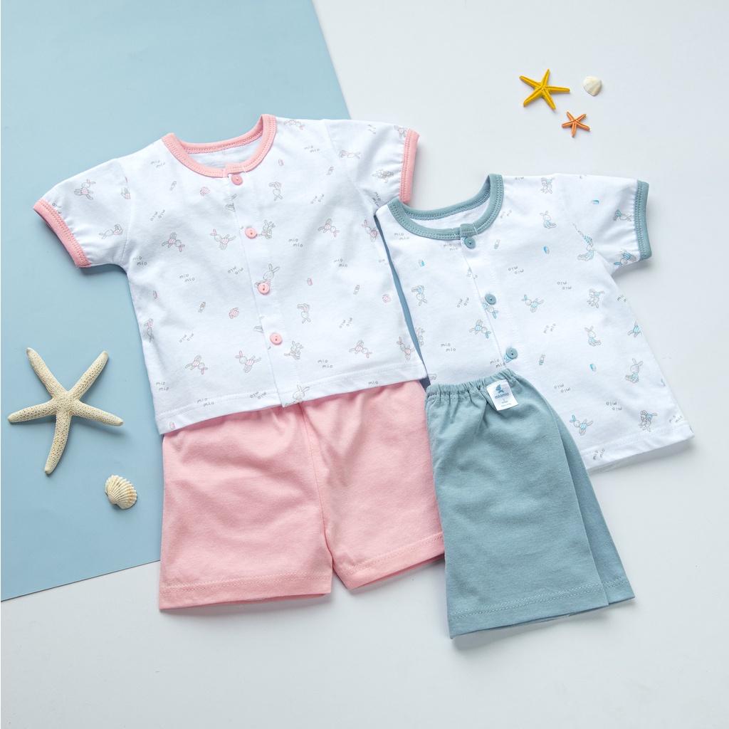 Bộ Sơ Sinh Tay Ngắn, Nút Giữa Phối New MIOMIO - Họa Tiết Dễ Thương Cho Bé Trai, Bé Gái , Vải Cotton