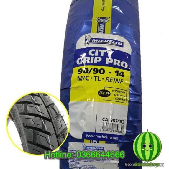 (Lốp) Vỏ xe Michelin City Grip Pro 80/90-14 hoặc 90/90-14 cho AB, Click, Vario, Vision, Luvias... _ Lốp Trung Thành