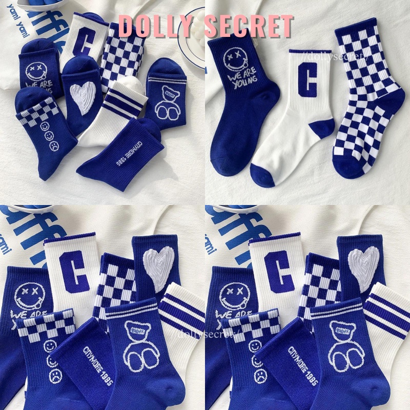 Set 5 đôi tất vớ cao cổ nữ phong cách Hàn Quốc, vớ nữ Vintage đáng yêu dễ thương DOLLY SECRET