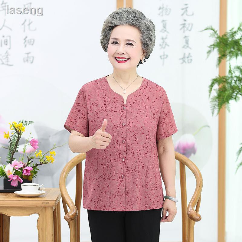 Set Áo Thun Tay Ngắn Và Quần Short Thời Trang Mùa Hè Dành Cho Người Lớn Tuổi 60-80 Tuổi