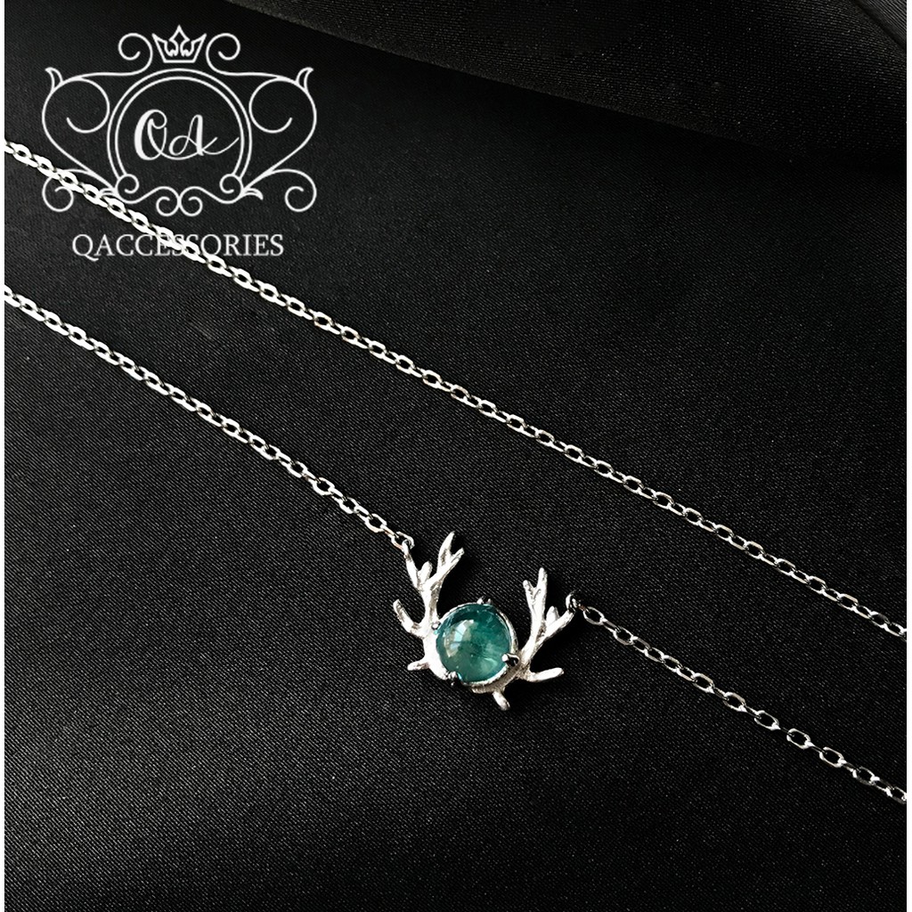 Dây chuyền bạc tuần lộc đính đá vòng cổ mặt đá S925 DEER Silver Necklace QA SILVER - KÈM ẢNH THẬT