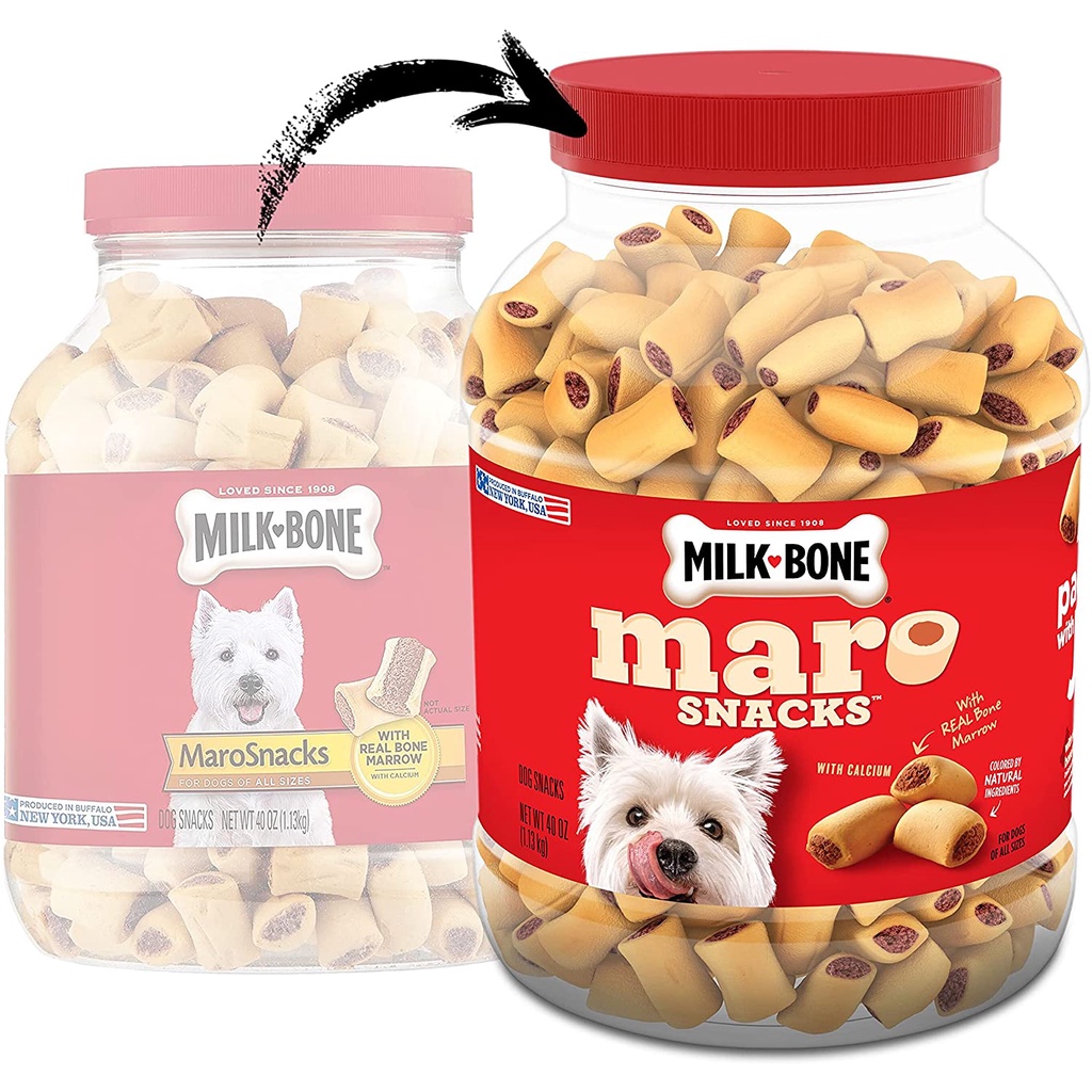 Bánh quy canxi Milk-Bone Maro Snacks tủy bò cho chó nhập Mỹ hũ lớn 1.13kg