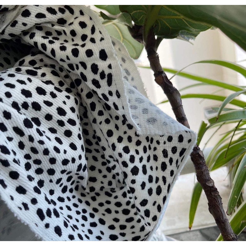 Vải cotton waffle chấm đốm