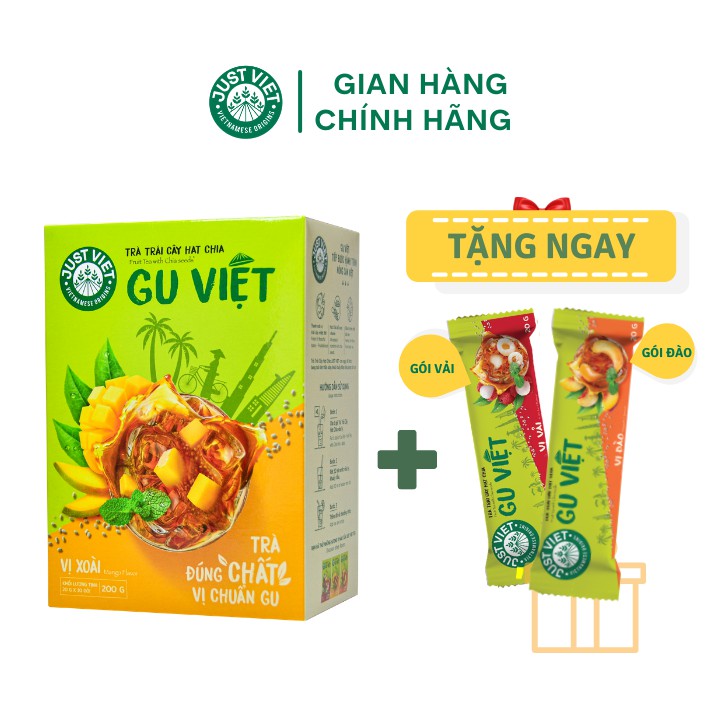 TRÀ TRÁI CÂY HẠT CHIA JUST VIET (HỘP) - VỊ ĐÀO  - HỘP 10 GÓI | BigBuy360 - bigbuy360.vn