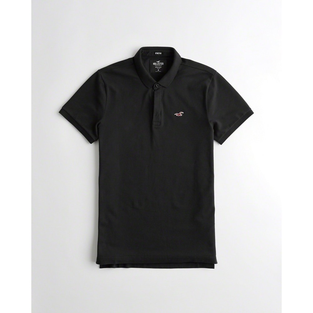 Áo thun nam cổ bẻ Hollister HOL-PO167 Stretch Shrunken Collar Slim Fit Polo Black