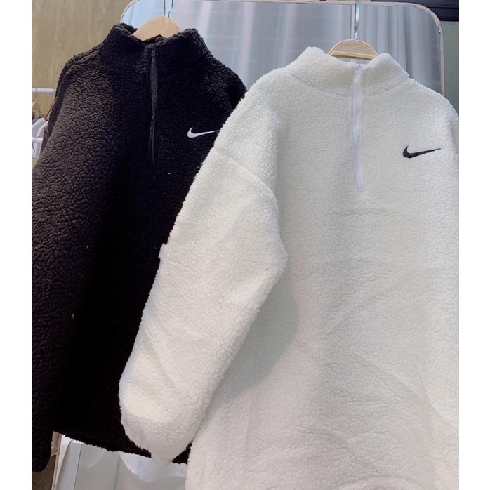 Áo khoác lông mềm logo Ni-ke unisex nam/nữ (ảnh thật_annstore)