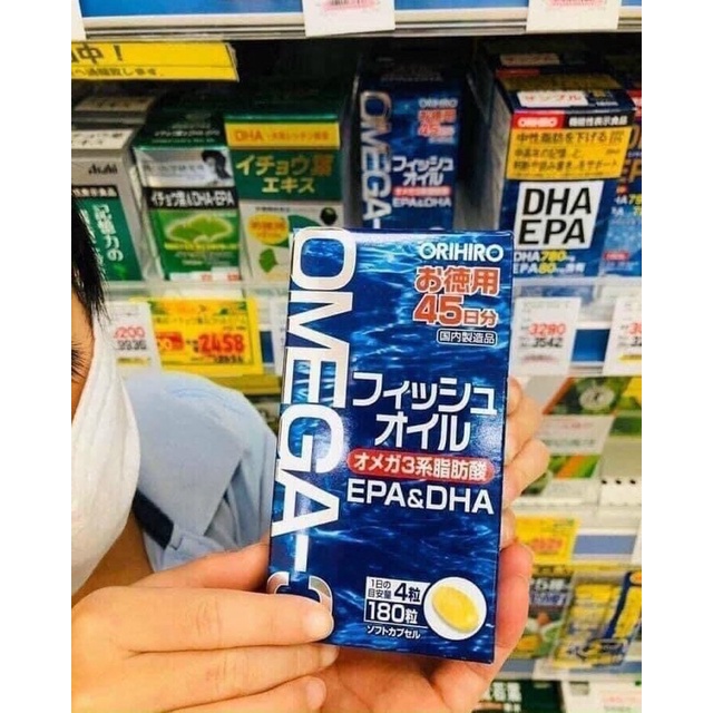 Viên uống dầu cá Omega 3 Orihiro Nhật Bản Hộp 180 viên