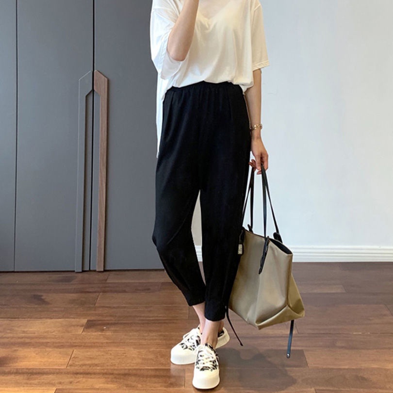 Quần Dài Đến Mắt Cá Chân Dáng Ôm Lưng Cao Bằng Lụa Lạnh Phong Cách Hàn Quốc Thời Trang Mùa Hè Hàng Mới Dành Cho Bạn Nữ