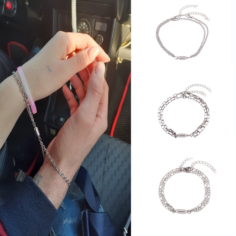 1 Cặp Vòng Tay Thép Không Gỉ Có Thể Điều Chỉnh Kích Thước