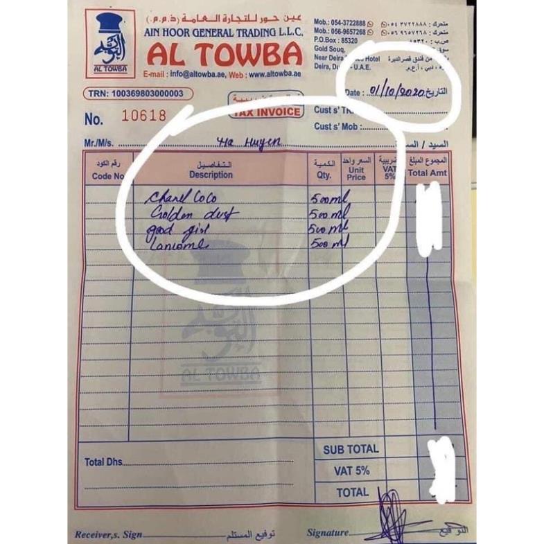 Tinh dầu nước hoa Dubai mẫu công lớn 35ml TẶNG KÈM CHAI NHỎ 5ML_HÀNG HOT