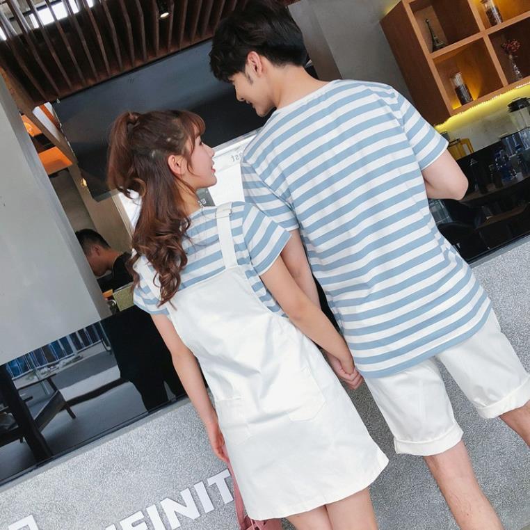 SẴN Áo đôi 💝FREESHIP💝 set đồ đôi váy yếm, quần kaki cao cấp nam nữ COUPLE AV198 (có ảnh thật)