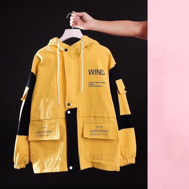 Áo khoác kaki nữ túi hộp dễ thương WIND phối màu đẹp, áo khoác nữ có mũ chống nắng thời trang