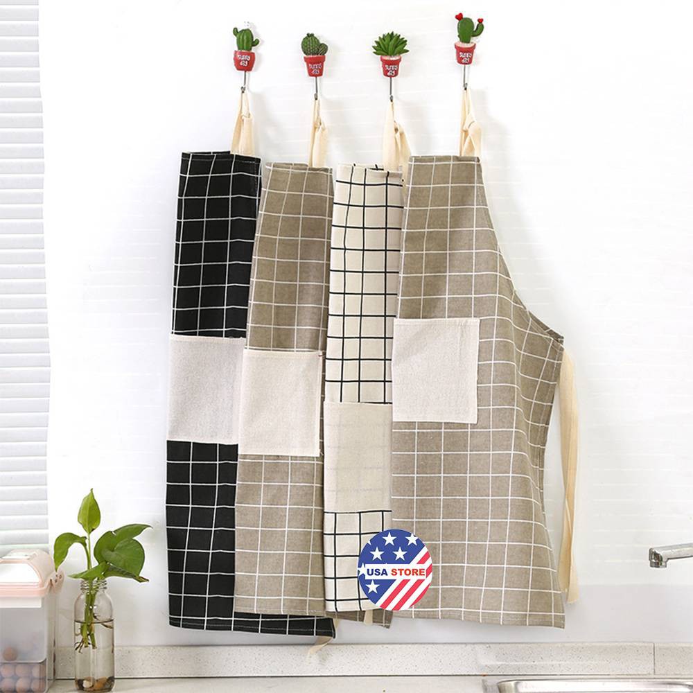 Tạp Dề Vải May Cotton Cao Cấp - Tạp Dề Làm Bánh, Làm Bếp, Phục Vụ, Pha Chế DECOR HÀN QUỐC (Họa Tiết Caro)