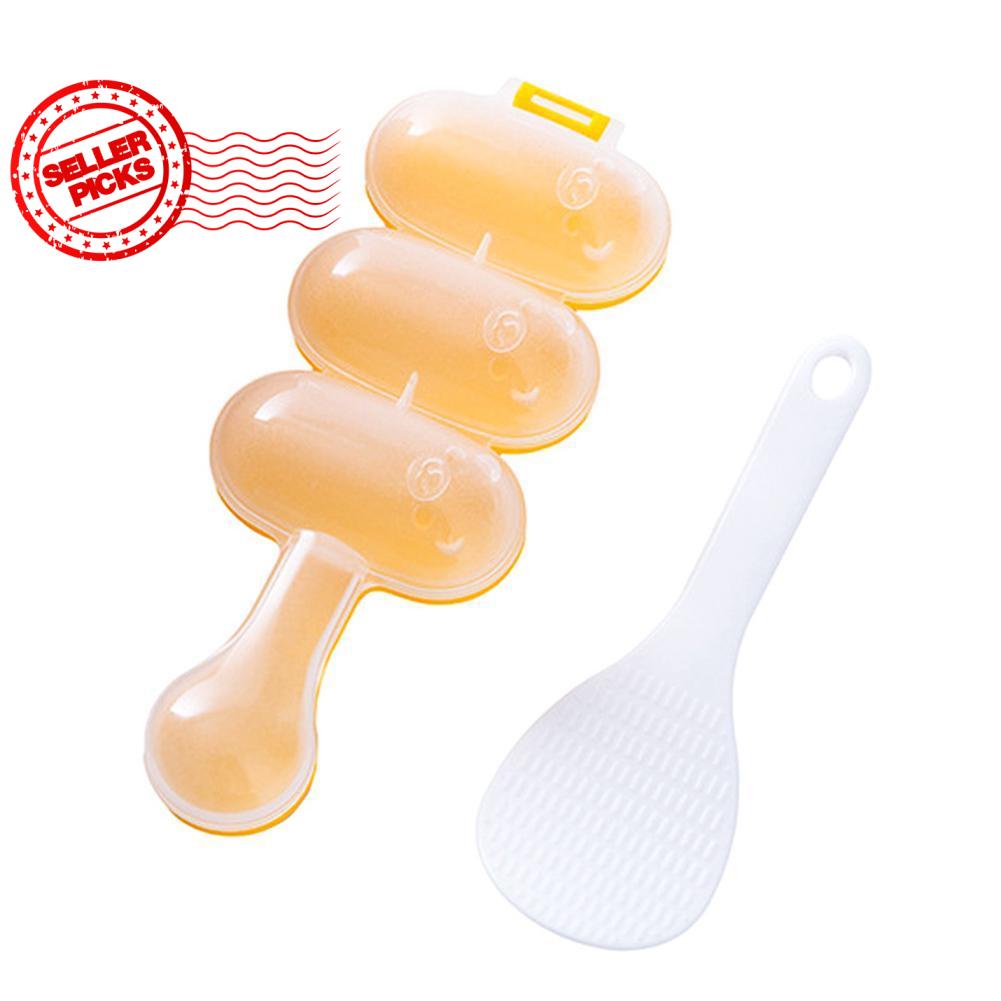 Set 2 Khuôn Làm Cơm Nắm Hình Cầu 3 Ngăn Tiện Dụng S0R6