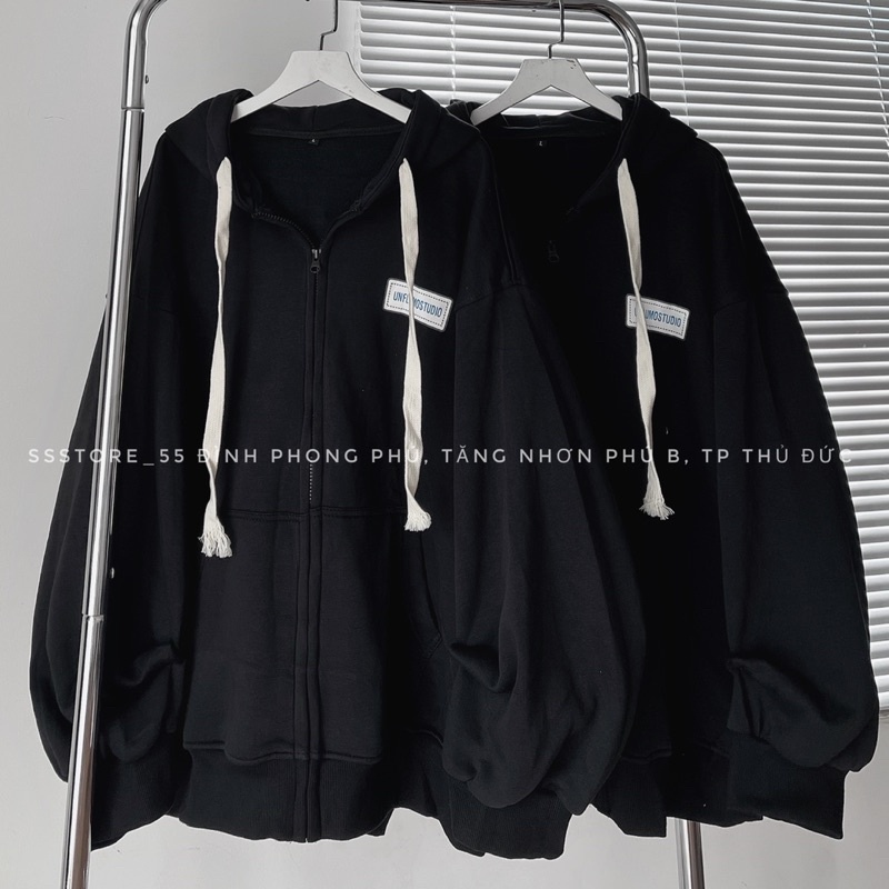 Áo khoác nỉ UNFLUMOSTUDIO 3 màu Kem + xanh +Đen form rộng unisex nam nữ