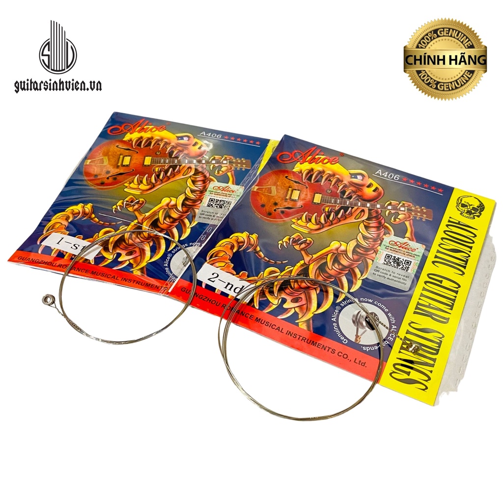 Dây Đàn Guitar Acoustic Lẻ 1-6, Dây Sắt Lẻ Từ dây 1-6 Chính Hãng Alice A406