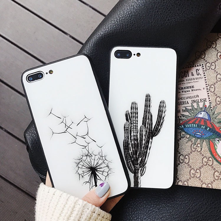 Ốp iphone Kính Cường Lực Xương Rồng - Bồ Công Anh cho 6/6s/7/8/x/xr/xsmax/11/12/13/plus/splus/mini/pro/promax/max-k207