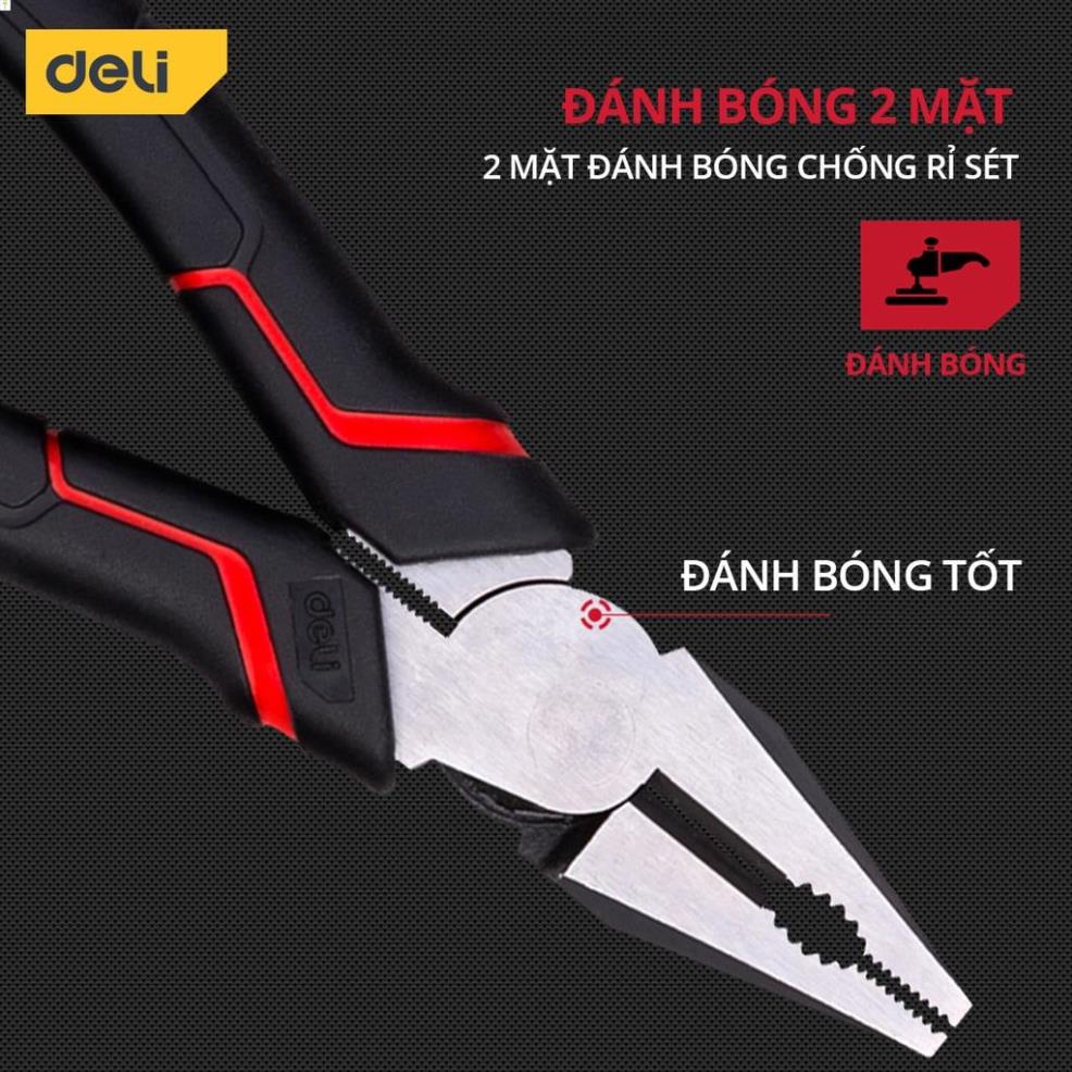 Kìm Đa Năng Deli Cao Cấp Kiểu Nhật - Chất Liệu Thép CR-V Chống Mòn, Gỉ - Thiết Kế Răng Cưa Tiện Dụng - DL100106 .