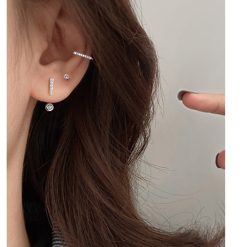 Khuyên tai nữ Bạc hỏi chấm, Hoa tai Bạc nữ dấu chấm than cao cấp TUNA SILVER cam kết CHUẨN BẠC