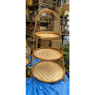 Kệ mây tre đan trang trí đa năng-Tre tự nhiên- Kệ mẹt rổ 3 tầng -Mây tre đan việt
