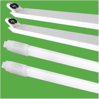 Bộ 2 Bóng đèn led Tuýp thủy tinh 20W 1,2m, (ánh sáng trắng) + 2Máng đèn led tuýp 1.2m