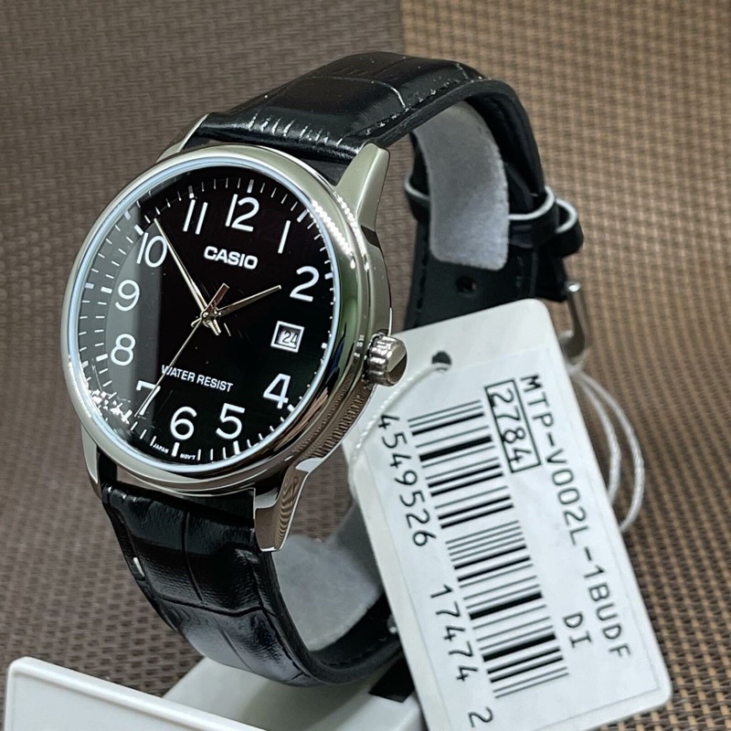 Đồng Hồ Casio | Nam MTP-V002L-1BUDF | Dây Da | Mặt Số Màu Đen | 3 Kim | Chống Nước