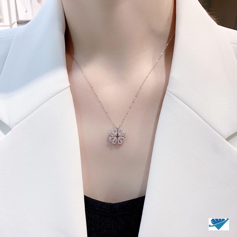 Dây chuyền nữ bạc ta cỏ 4 lá may mắn xi kim sang trọng - Shop bạc Bibi