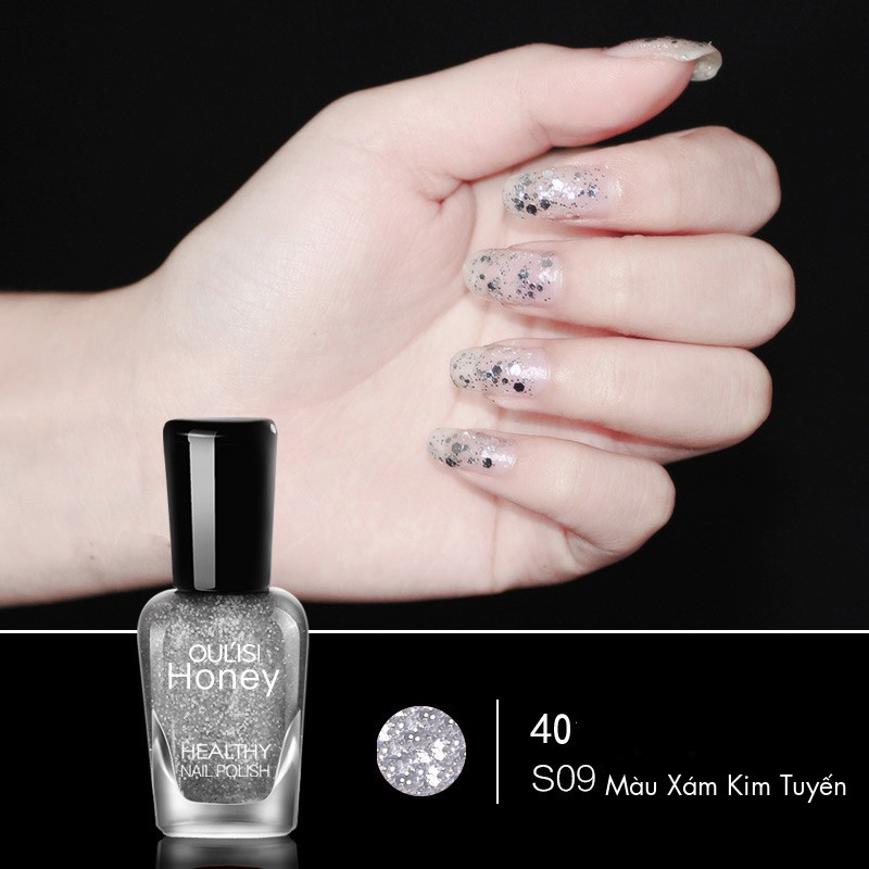 Sơn Móng Tay Cao Cấp HONEY  - Màu Xám Kim Tuyến S09