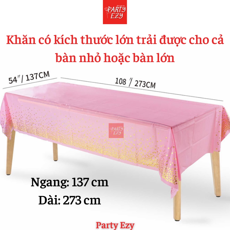 KHĂN TRẢI BÀN CHẤM BI ÁNH KIM- NHỰA PVC CHỐNG THẤM NƯỚC 2m7