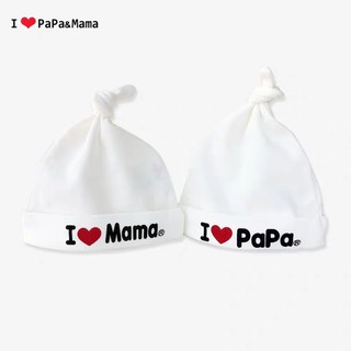 Mũ sơ sinh thắt nút I love Papa Mama