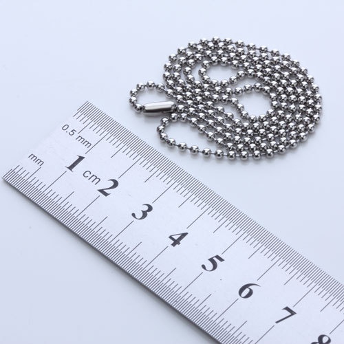 [PRETTYIA1] 316L Stainless Steel 2mm Ball Beads Necklace Chain DIY CRAFT - Silvery