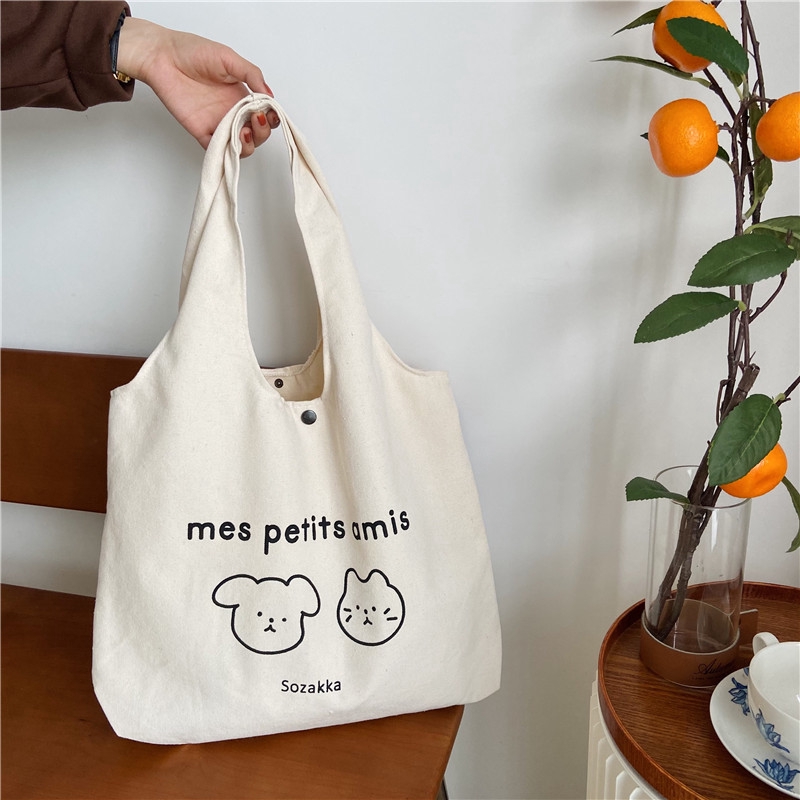 Túi tote vải đeo chéo canvas bag giá rẻ đẹp đi học LOT STORE TX721