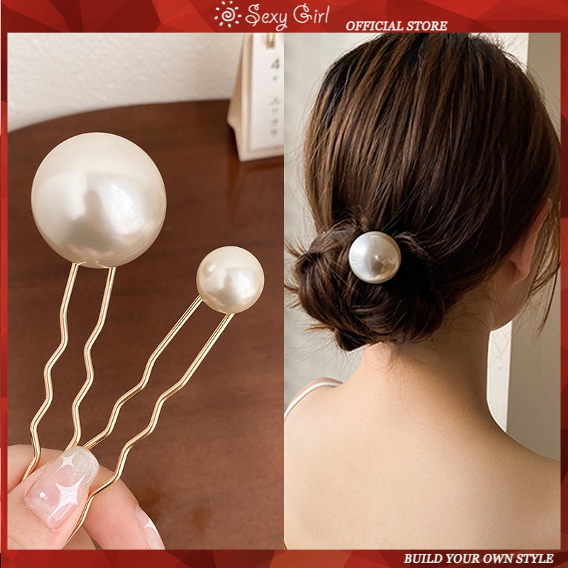 Phụ Kiện Kẹp Tóc Hình Chữ U Đính Ngọc Trai Thời Trang Dễ Phối Đồ