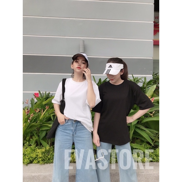 ÁO PULL/THUN TAY LỠ TRƠN ĐEN TRẮNG UNISEX NAM NỮ-hàng đẹp chất mang mát