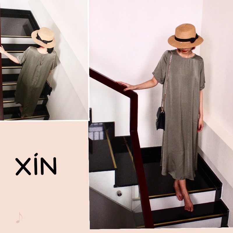 Đầm Lụa nữ kiểu dáng suông dài Vintage- Vải Lụa cao cấp- đầm thiết kế  make by XINXIN94