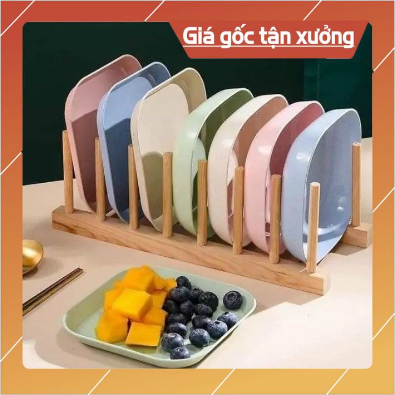 Bộ đĩa lúa mạch ⚡FREESHIP⚡ Bộ 8 Đĩa lúa mạch an toàn sức khỏe không độc hại bền nhẹ tiện dụng cho gia đình