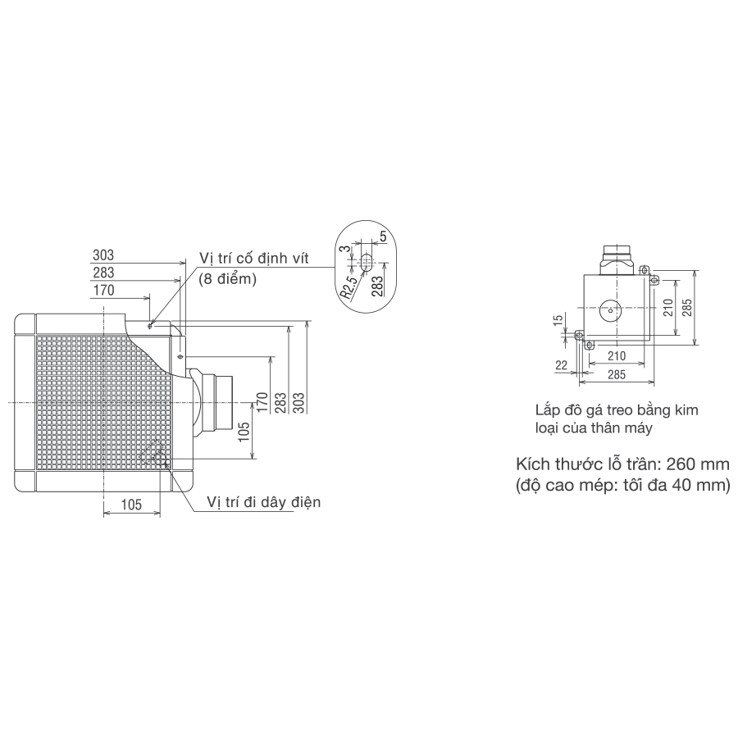 QUẠT THÔNG GIÓ ÂM TRẦN NỐI ỐNG GIÓ VD-15Z4T6 MITSUBISHI