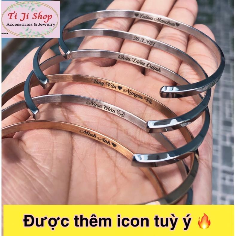 Vòng tay titan Cuff khắc theo yêu cầu không đen, không gỉ sét