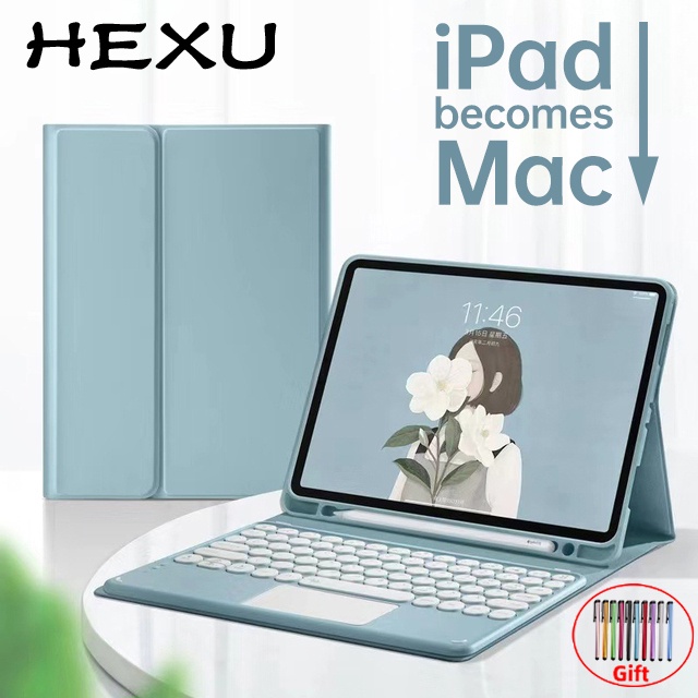 Hexu Nắp Đậy Bàn Phím Không Dây Có Nam Châm Hít Cho Ipad Pro 11 M1 2021 Air 4 4th 10.9 Gen 3 10.5 Air 2 6th 5th 9.7 7th 8th 9th 10.2 2020 2018