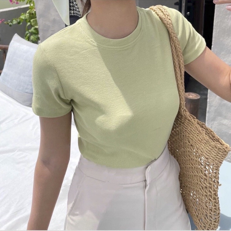 Áo Thun Gân Nữ Parso Dáng Ôm Tay Ngắn Cổ Tròn 8 Màu - Ảnh thật/ Ảnh cận chất | BigBuy360 - bigbuy360.vn