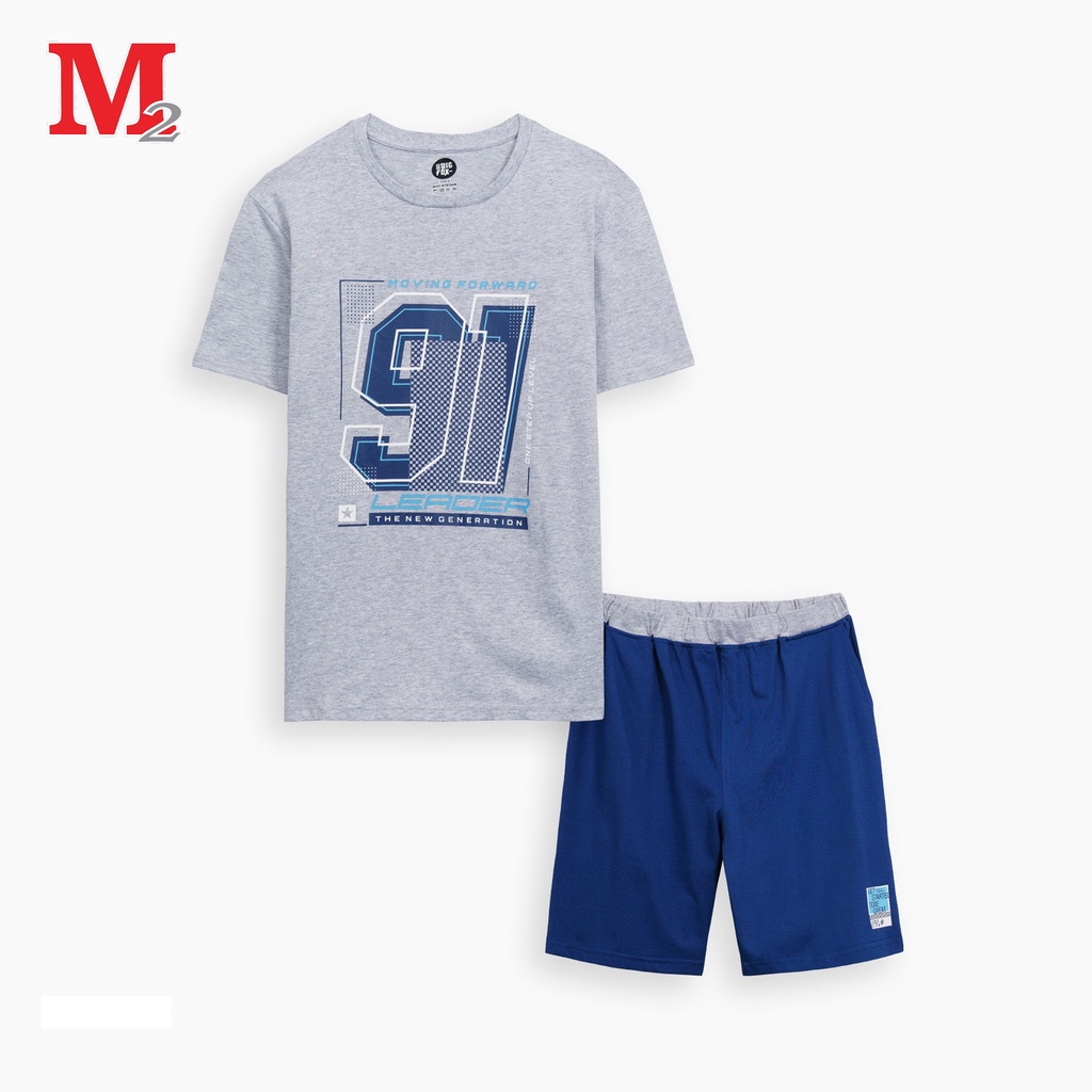 Bộ quần áo bé trai cotton quần đùi áo thun cộc tay in 91 LEADER tàn LHD1563 Thời trang M2