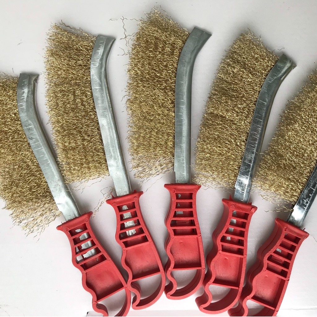 Chổi Đánh Rỉ Cán Đỏ - Bàn Chải Sắt Vệ Sinh Hàng Loại 1 Chất Lượng Cao